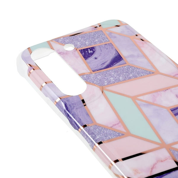 Marble Samsung Galaxy S22 Plus Etui - Lilla / Lyserød / Green Tile Multicolor
