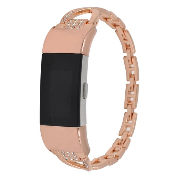 Fitbit Charge 5 X-format klockarmband i strasslegering - Roséguld Rosa