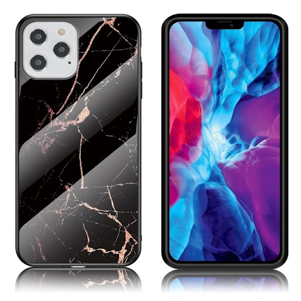 Fantasy Marmor iPhone 12 Pro / iPhone 12 skal - Svart/Guld Svart