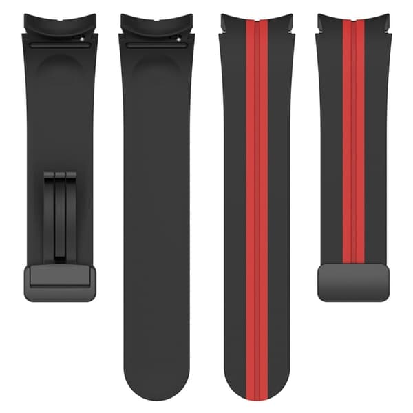 Samsung Galaxy Watch 5 / 4 / 3 dobbeltfarvet silikone urrem sort spænde - Sort / Rød Black