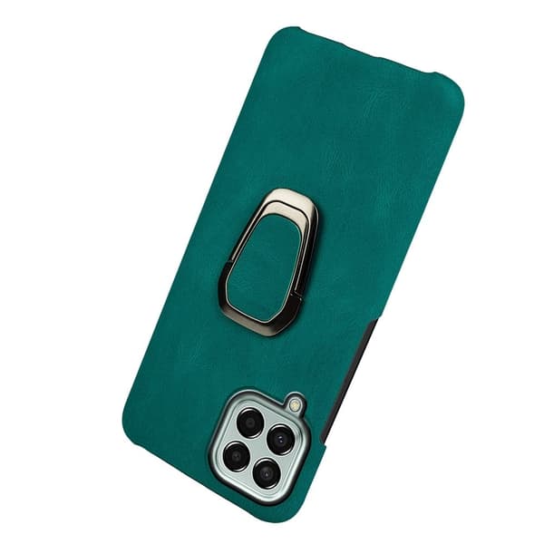 Stötsäkert läderfodral med oval kickstand för Samsung Galaxy M33 5G - Mörkgrön Grön