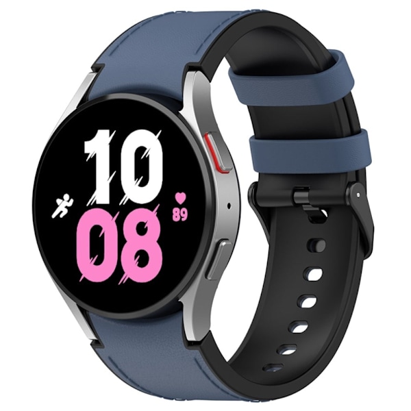 Samsung Galaxy Watch 5 / 4 / 3 (41mm) silikone i læder urrem med sort spænde - Sort Størrelse: L Blue