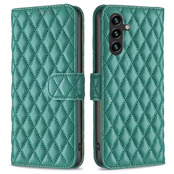 Rhombus mat Samsung Galaxy A55 flip etui - Grøn Green
