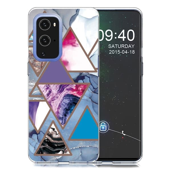 Marble design OnePlus 9 Pro cover - Trekantsmønstre I Marmor Multicolor