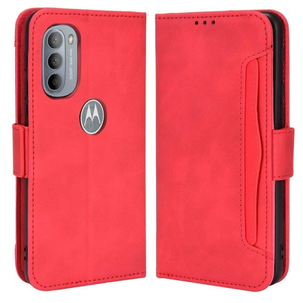Modernt Motorola Moto G41 / Motorola Moto G31 fodral med plånbok Röd