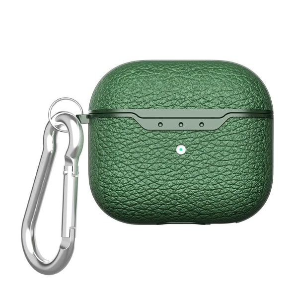 AirPods 3 litchi texture case with keychain - Green Grön