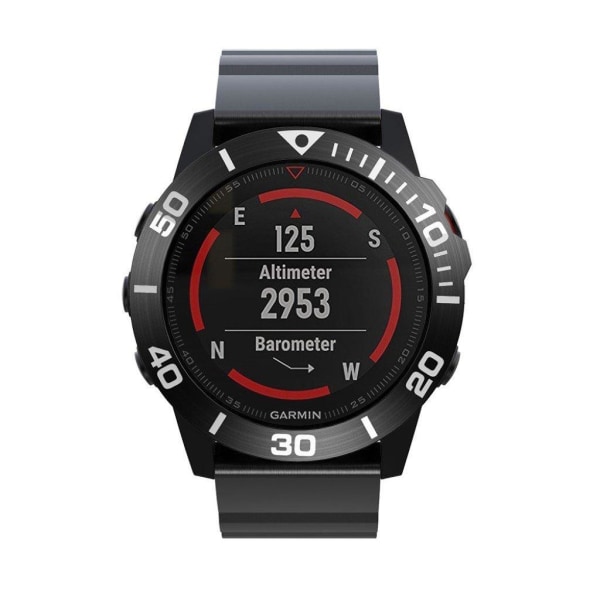 Garmin Fenix 5X / 5X Plus cool rustfrit stål bezel - Sort / Hvid Black