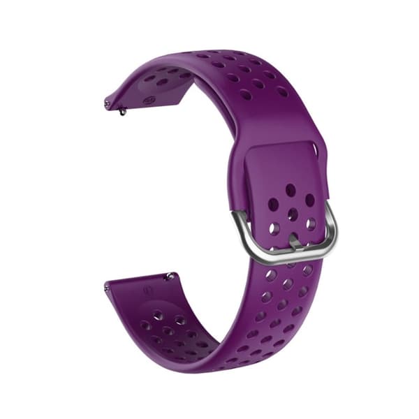 22 mm universal silikoneurrem med runde huller - Lilla / Sølvspænde Purple