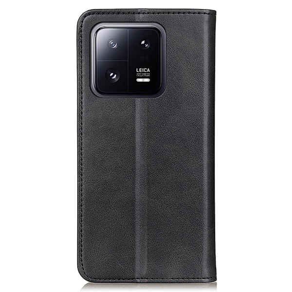 Flip Etui med Pung i Ægte Læder til Xiaomi 13 - Sort Black
