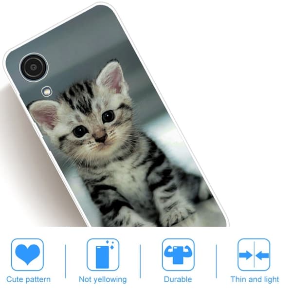 Deco Samsung Galaxy A03 Core skal - Söt Katt Silvergrå