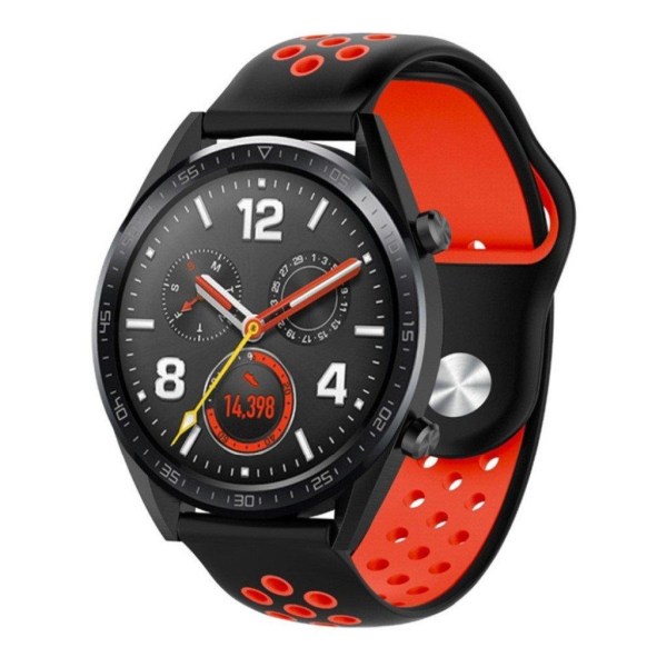 Huawei Watch GT / Ticwatch 1 / Huami tvåfärgat klockarmband i silikon - Svart / Röd Svart