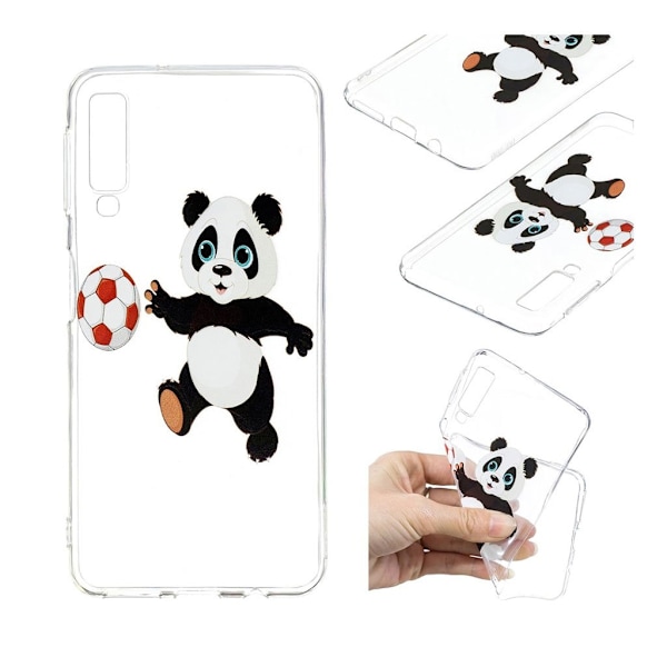 Samsung Galaxy A7 (2018)  kuviollinen pehmeä silikooni muovinen takasuoja kuori - Jalkapallo Panda Multicolor