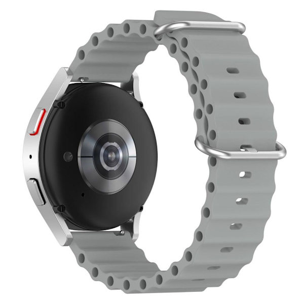 20 mm klockarmband i silikon med universell vågdesign - Grå Silvergrå