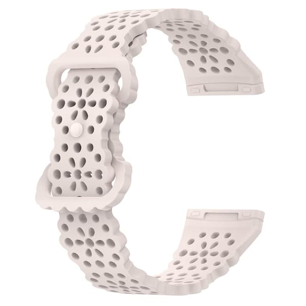 Fitbit Versa 4 / Sense 2 / Versa 3 / Sense pitsi kukka tyyli kellon hihna - Kuu Valkoinen White