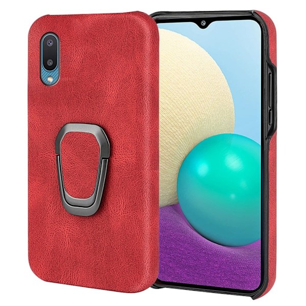 Iskunkestävä nahkasuojus soikealla jalustalla Samsung Galaxy M02 / A02 - Punainen Red