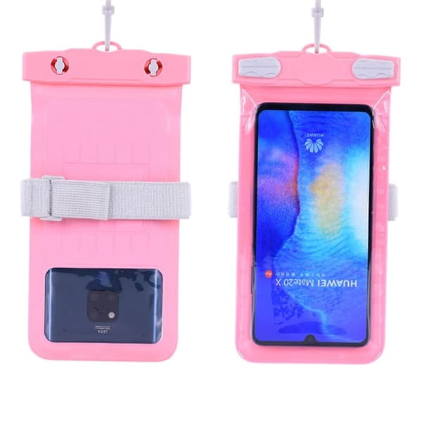 Universal waterproof pouch with lanyard for 7.2inch smartphones - Pink Pink