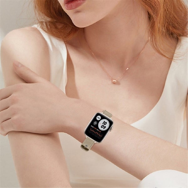 Apple Watch Series 8 (41mm) aito nahkaranneke - Maitotee Ruskea Beige