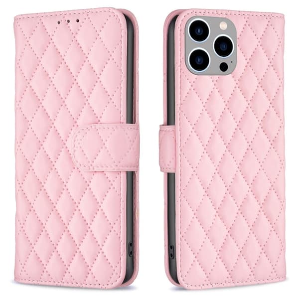 Matt iPhone 15 Pro Max fodral med rombmönster - Rosa Rosa