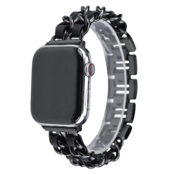 Apple Watch Series 5 40mm elegant patterned watch band - Black Svart