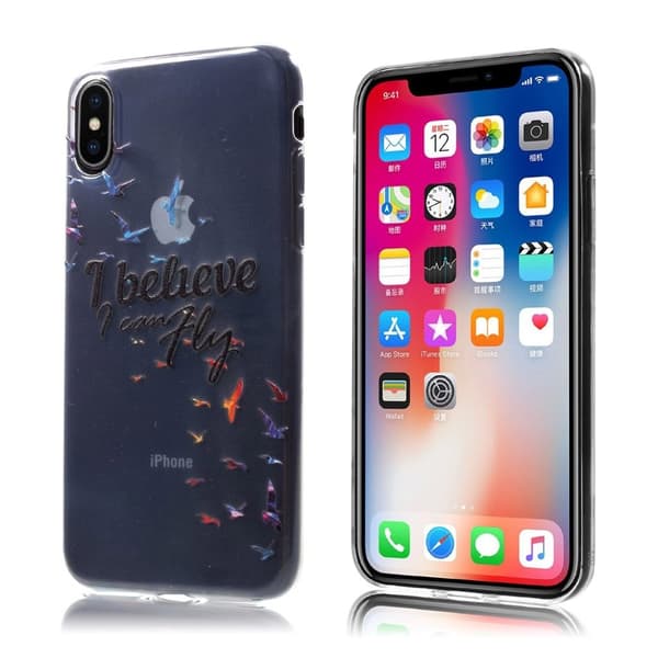 Blødt TPU etui med mønster til iPhone X - Flyvende Fugle Multicolor