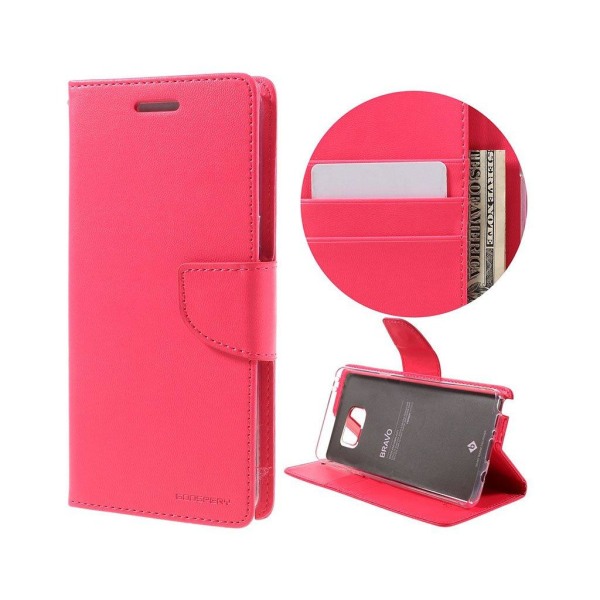 Plånboksfodral i Läder för Samsung Galaxy Note 7 - Varm Rosa Rosa