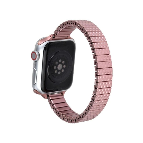 Apple Watch 42mm - 44mm elastiskt klockarmband i rostfritt stål - Rosa Rosa