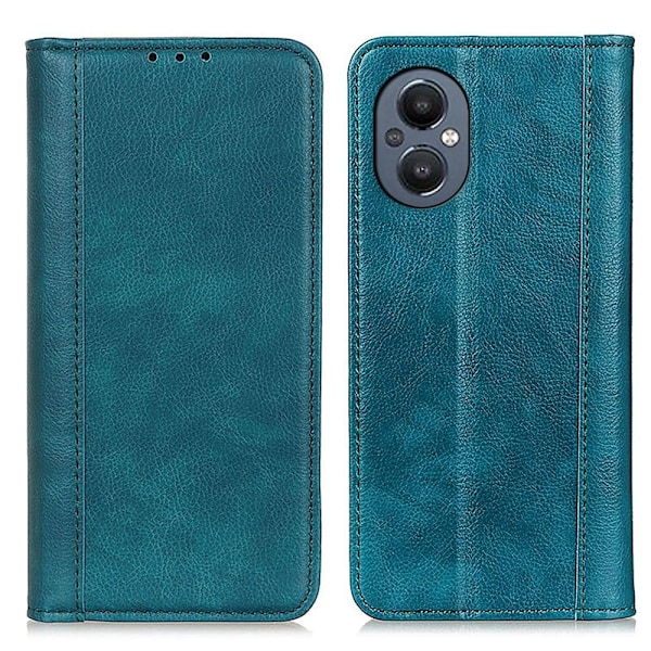Äkta läder OnePlus Nord N20 5G fodral med magnetisk stängning Grön