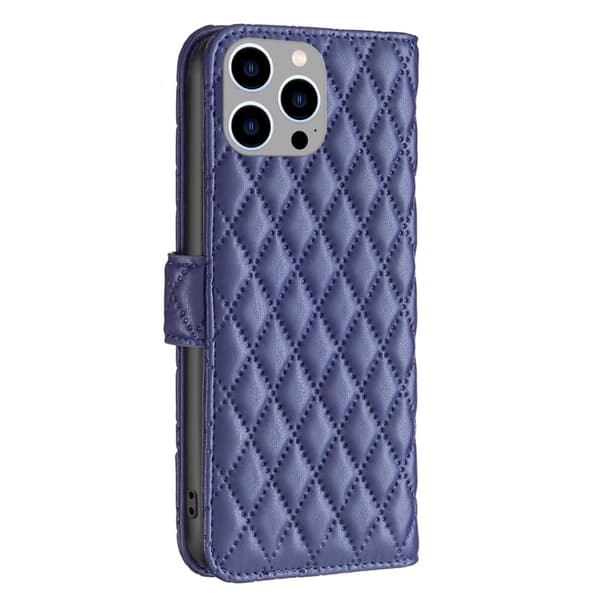 Rombuskuvioinen matta läppäkotelo iPhone 15 Pro - Sininen Blue