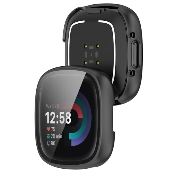 Fitbit Sense 2 / Versa 4 cover with tempered glass - Black Svart