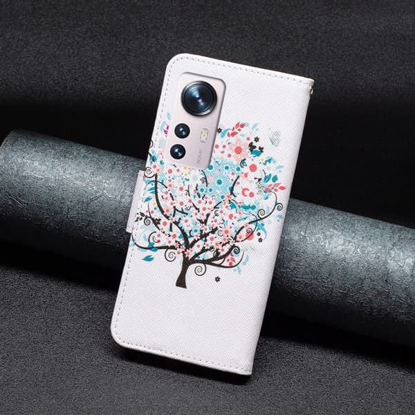 Wonderland Xiaomi 12 / 12x Flip Etui - Blomst Træ Multicolor