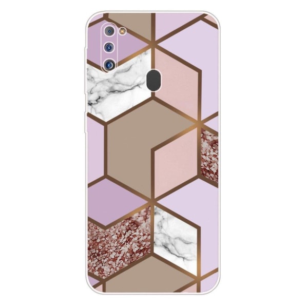 Marble design Samsung Galaxy M21 2021 cover - Gylden Frodig Flise Multicolor