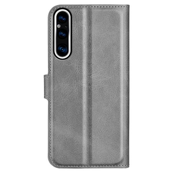 Læderetui med Pung til Sony Xperia 1 V - Grå Silver grey