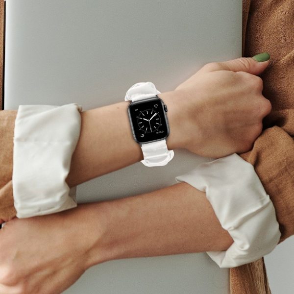 Apple Watch 40mm simple design elastic watch strap - White / Size: L Vit