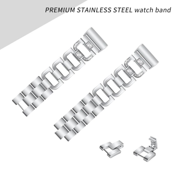 Fitbit Charge klockarmband i 3D-design med strass - silver Silvergrå