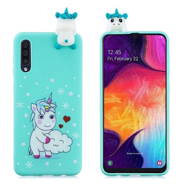 Samsung Galaxy A50 3D Djur docka fodral - Enhörning multifärg