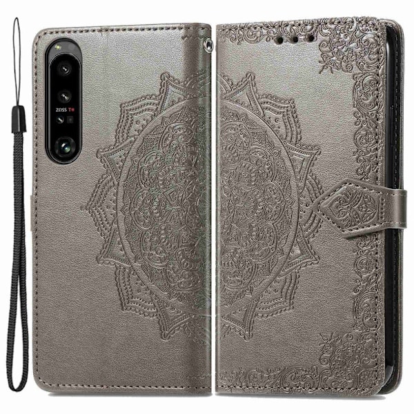 Mandala läder Sony Xperia 1 IV fodral - Silver/Grå Silvergrå