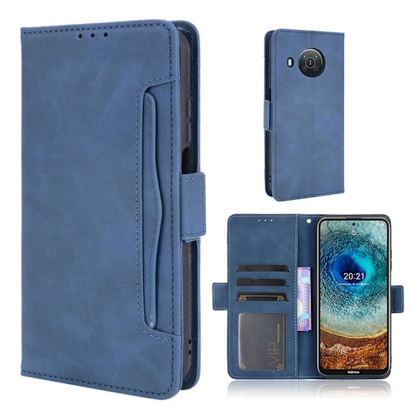 Modern-styled Læder Pung Etui til Nokia X10 / X20 - Blå Blue