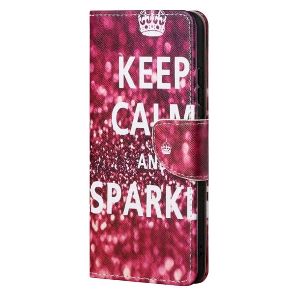 Wonderland Motorola Edge 20 Pro Flip Etui - Keep Calm og Sparkle Red