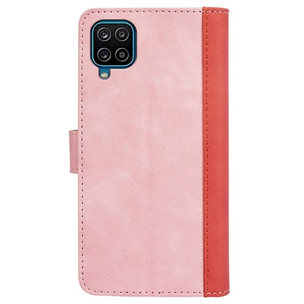 Tvåfärgat Samsung Galaxy A12 5G fodral i läder - Rosa Rosa