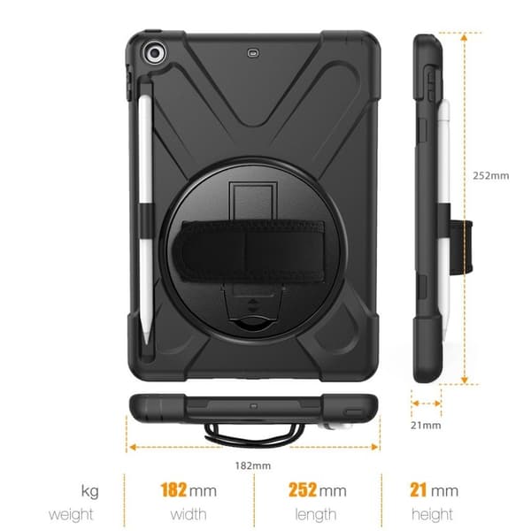 iPad (2018) 360 combo deksel  - Sort Black