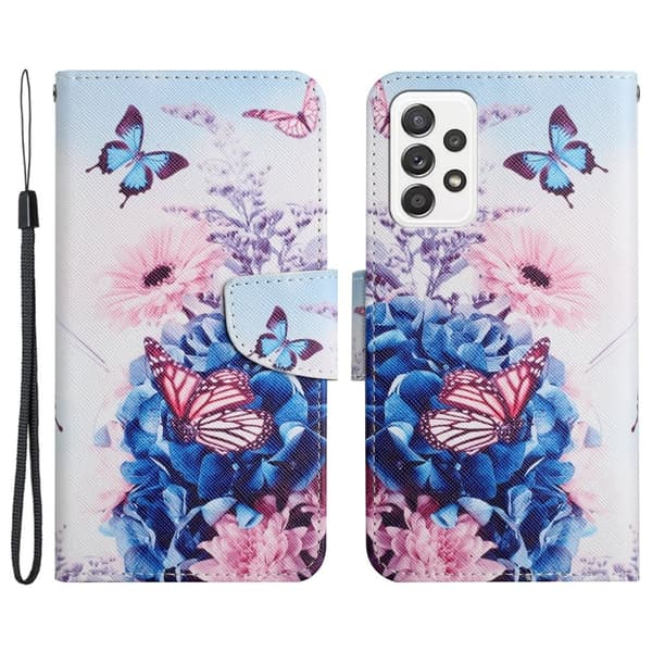 Wonderland Samsung Galaxy A33 5G Flip Etui - Lilla Sommerfugl Multicolor