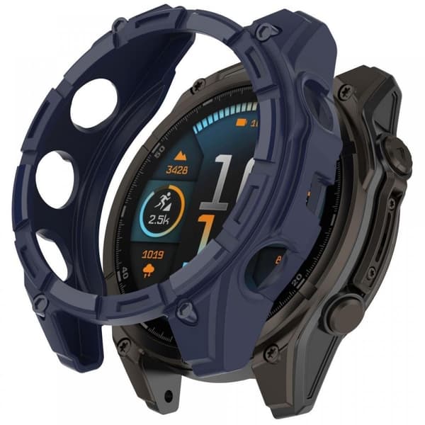 Garmin Fenix 8 51mm Flexibelt klockfodral Anti-rep Hollow Watch Frame Cover - Midnattsblå Blå