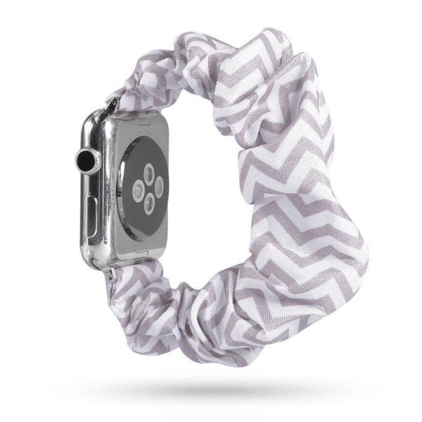 Apple Watch Series 5 44mm cloth pattern watch band - White / Gre Silver grey