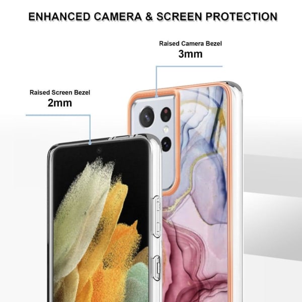 Marmormotiv Samsung Galaxy S21 Ultra 5G skal - Roséguld Rosa