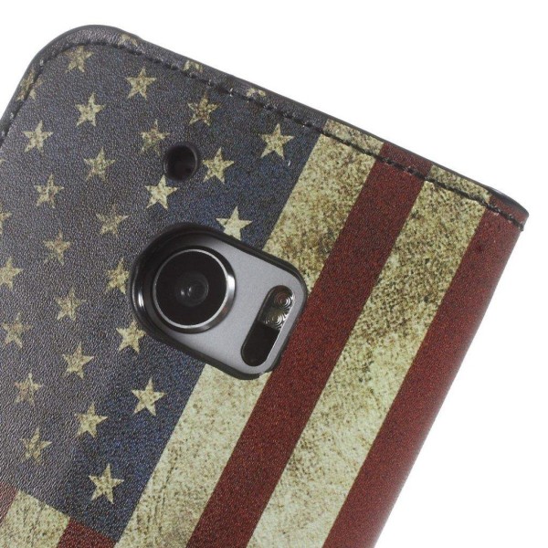 Moberg HTC 10 Nahkakotelo Läpällä - Vanhanaikainen Amerikan Lipp Multicolor