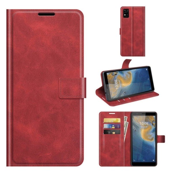 Hållbart konstläder ZTE Blade A31 fodral med plånbok - Röd Röd