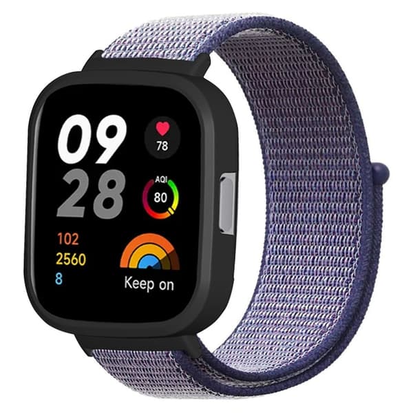 Xiaomi Redmi Watch 3 nylonurrem, justerbar håndledsrem med urkasse - Midnatsblå Blue