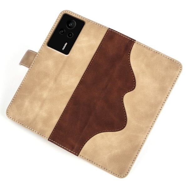 Tvåfärgat Xiaomi Redmi K60E fodral i läder - Gul Gul