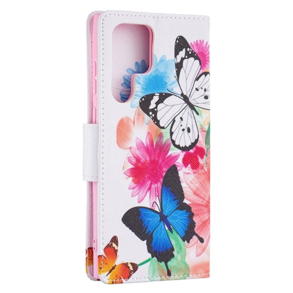 Wonderland Samsung Galaxy S22 Ultra Flip Etui - To Sommerfugle Multicolor