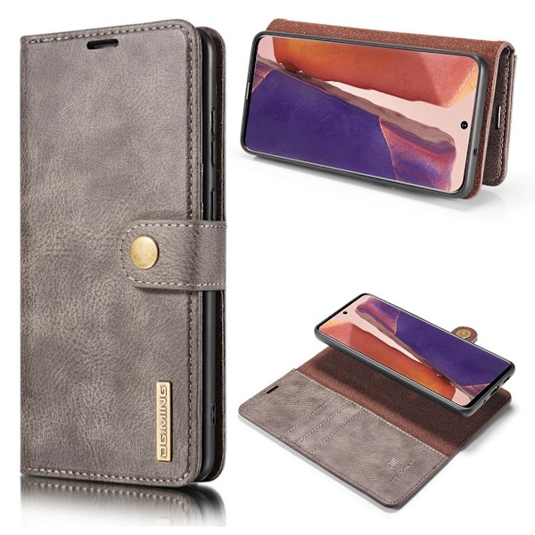 DG.MING Samsung Galaxy 20 2-in-1 lompakkokotelo - Harmaa Silver grey